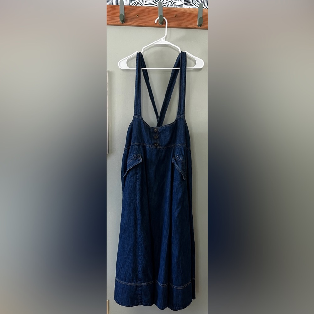 eShakti Dark Blue Denim Overall Dress - Picture 2 of 10
